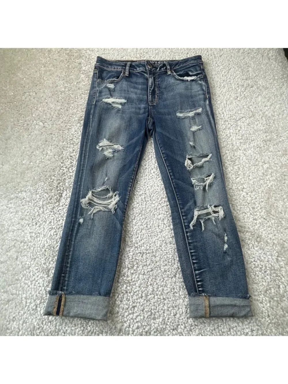 American Eagle Super Stretch Jegging Crop Distressed Womens 12